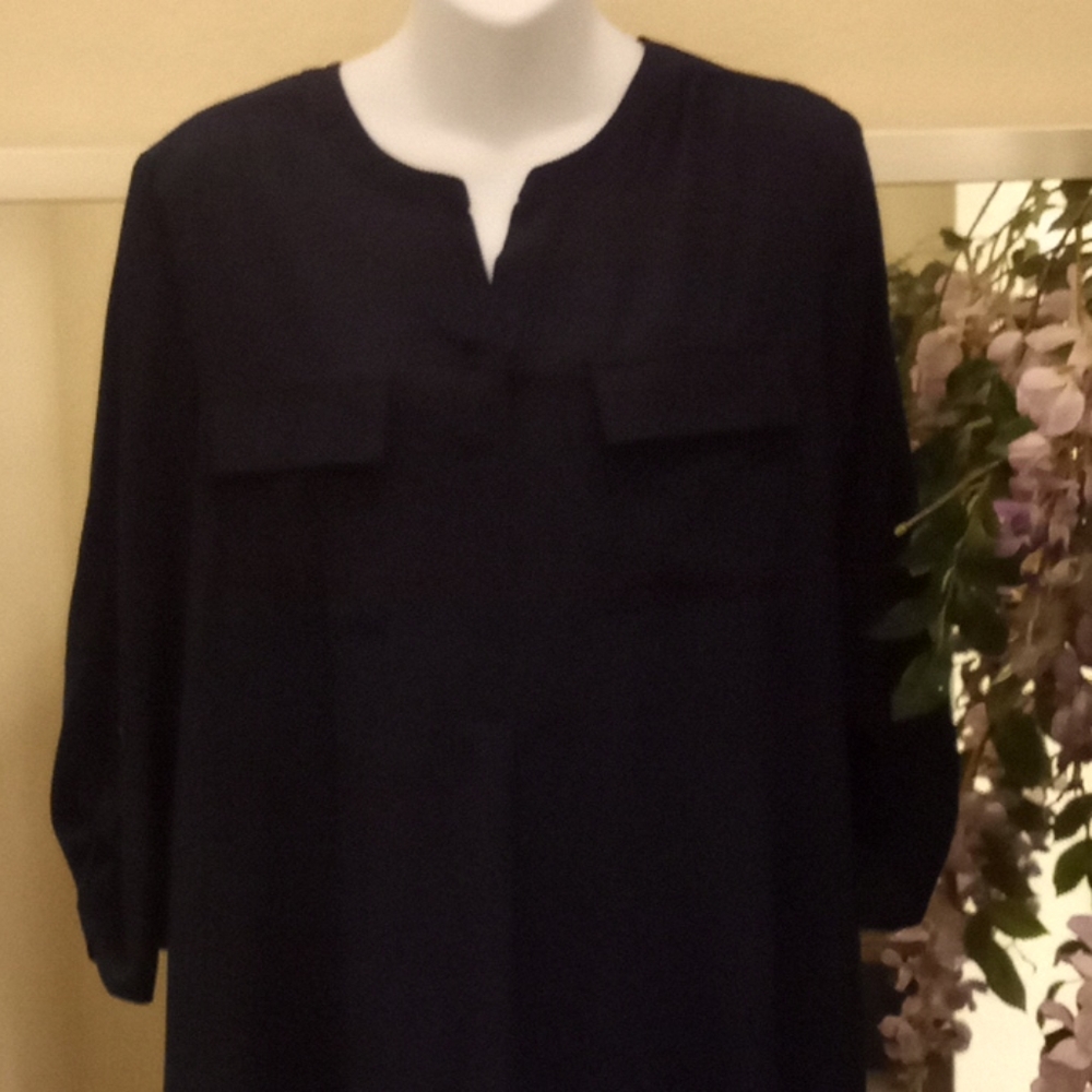 Cathy Navy Crepe Blouse